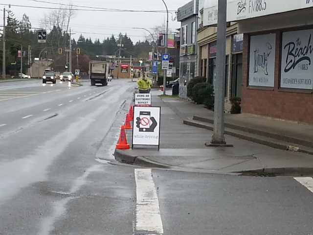 Distracted Driving Checkpoint set up in Parksville